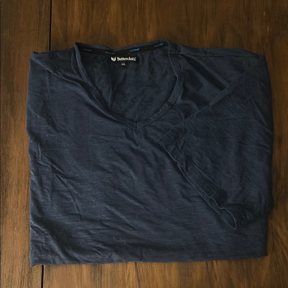 Buttercloth Navy V-Neck T-Shirt